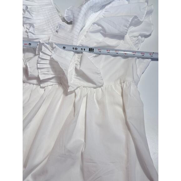 Entro White Ruffle V-Neck Mini Dress - Size L - Picture 3 of 9